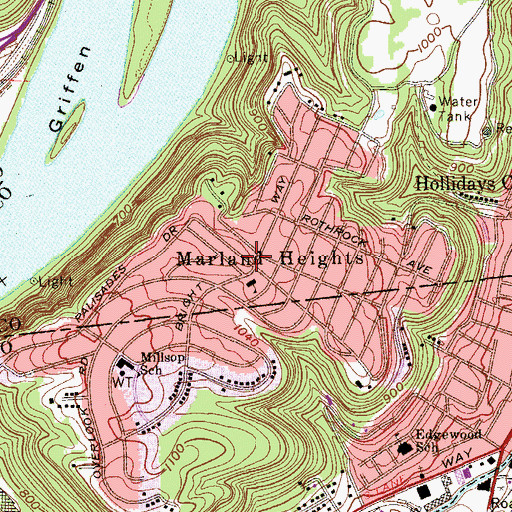 Topographic Map of Weirton Fire Department Marlin Heights Station, WV