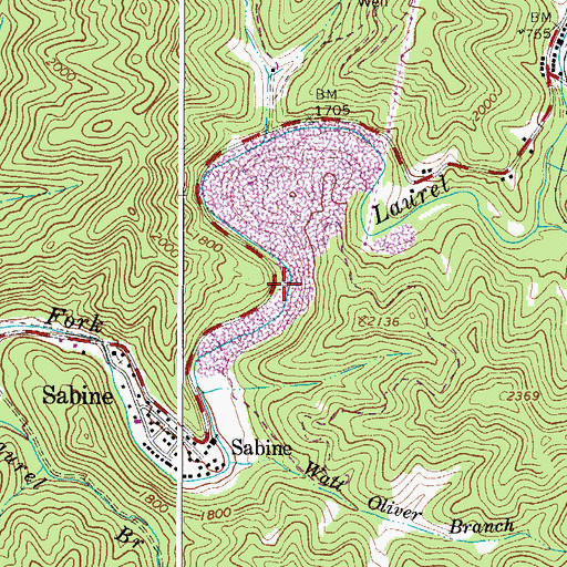 Topographic Map of Upper Laurel Volunteer Fire and Ambulance Service, WV