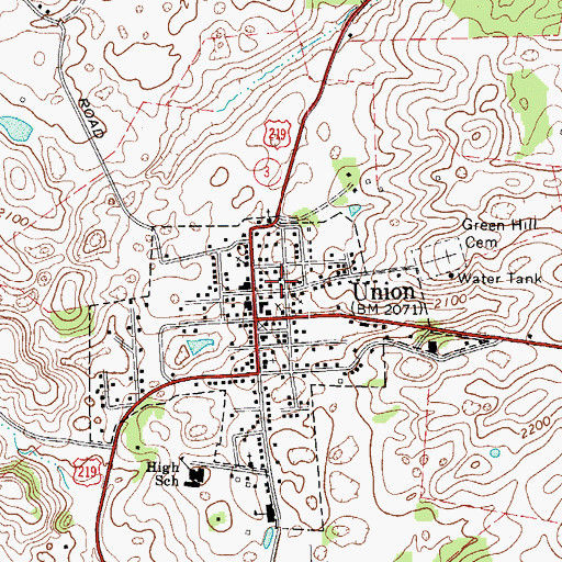 Topographic Map of Union Community Volunteer Fire Department Union Station, WV
