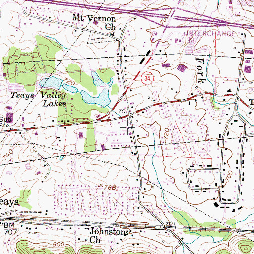 Topographic Map of Teays Valley Volunteer Fire Department Station 1, WV
