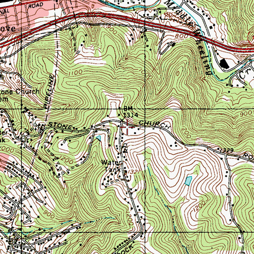 Topographic Map of Stone Church Volunteer Fire Department, WV