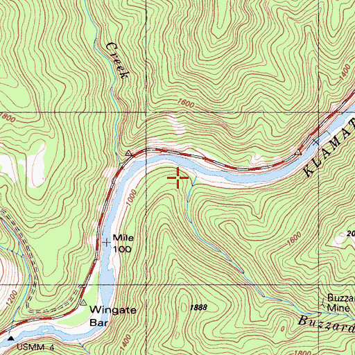 Topographic Map of Buzzard Creek, CA