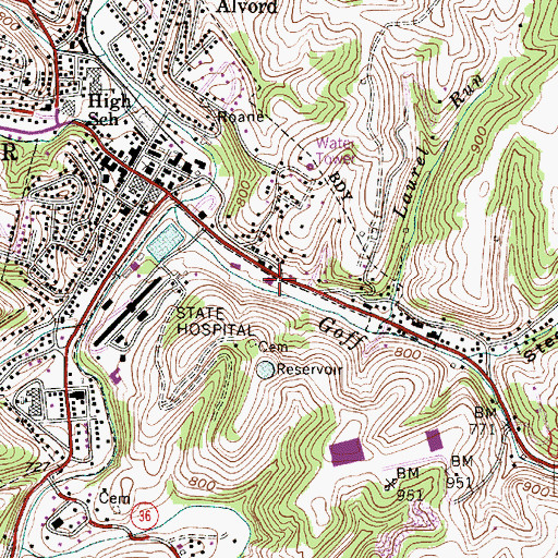 Topographic Map of Spencer - Roane Volunteer Fire Department, WV
