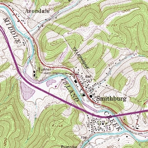 Topographic Map of Smithburg Volunteer Fire Department, WV