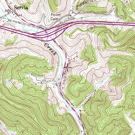 Topographic Map of Servia Volunteer Fire Department, WV