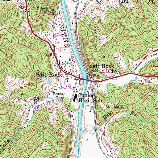 Topographic Map of Salt Rock Volunteer Fire Department, WV