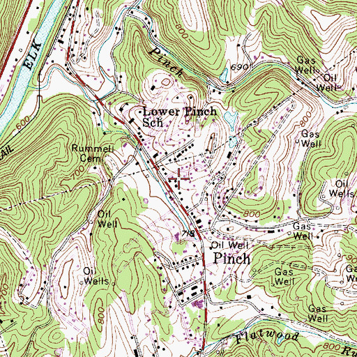Topographic Map of Pinch Volunteer Fire Department Main Station, WV