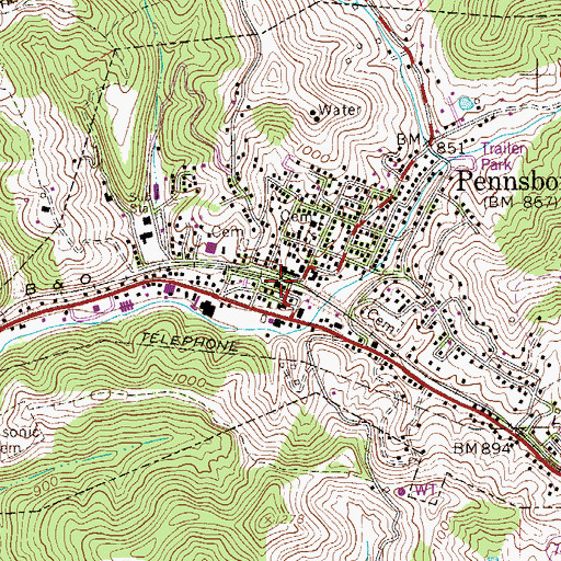 Topographic Map of Pennsboro Volunteer Fire Department, WV