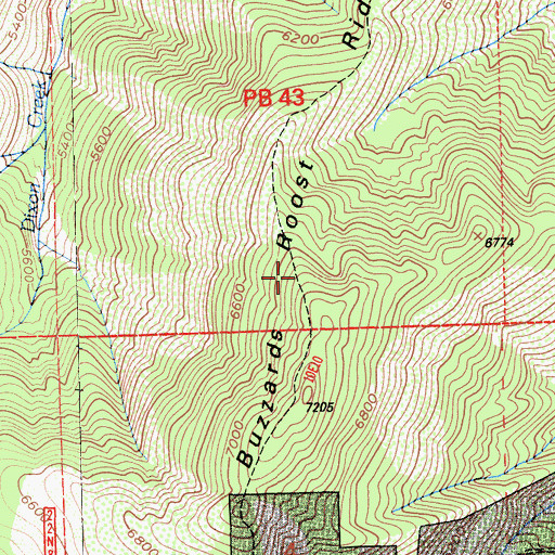 Topographic Map of Buzzard Roost Ridge, CA