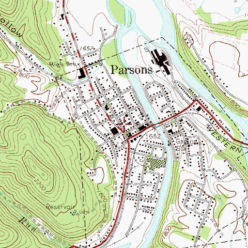 Topographic Map of Parsons Volunteer Fire Department, WV