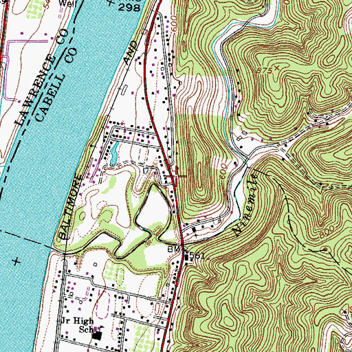 Topographic Map of Ohio River Road Volunteer Fire Department, WV
