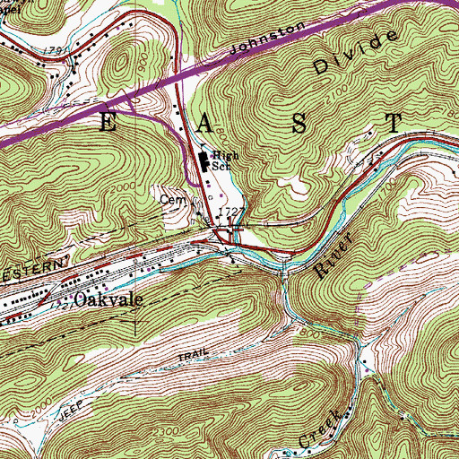 Topographic Map of Oakvale Volunteer Fire Department, WV