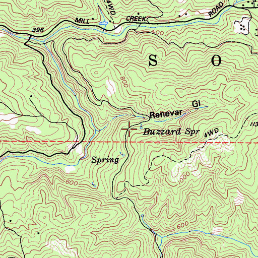 Topographic Map of Buzzard Spring, CA