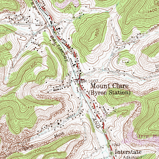 Topographic Map of Mount Clare Volunteer Fire Department, WV
