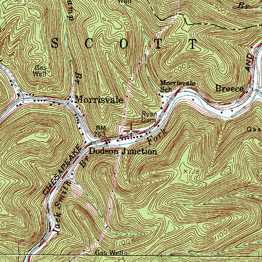 Topographic Map of Morrisvale Volunteer Fire Department, WV