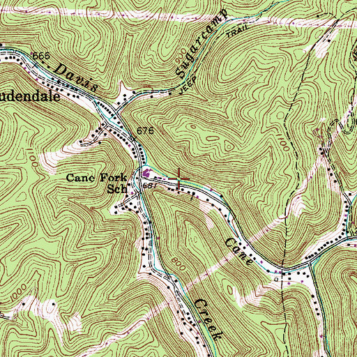 Topographic Map of Loudendale Volunteer Fire Department, WV