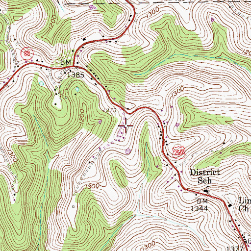 Topographic Map of Limestone Volunteer Fire Department, WV