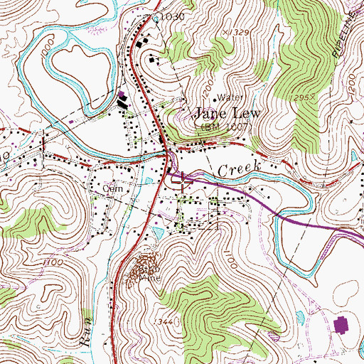 Topographic Map of Jane Lew Volunteer Fire Department, WV