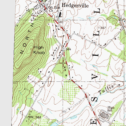 Topographic Map of Hedgesville Volunteer Fire Department, WV