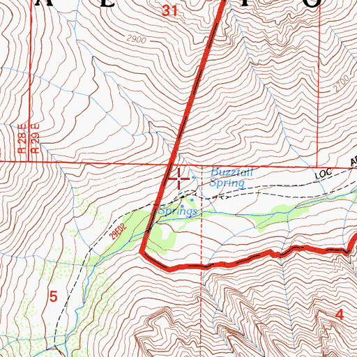 Topographic Map of Buzztail Spring, CA