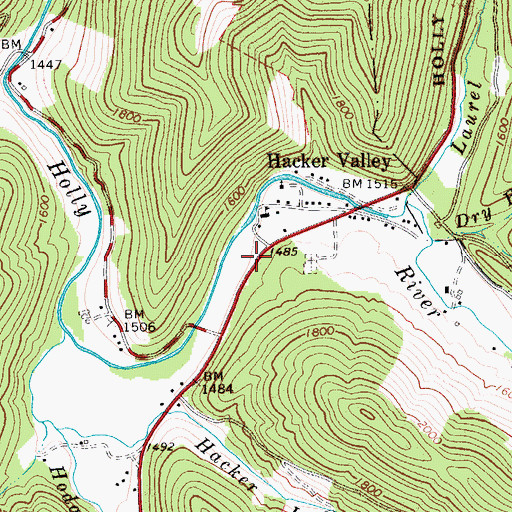 Topographic Map of Hacker Valley Volunteer Fire Department, WV