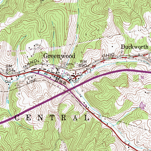 Topographic Map of Greenwood Volunteer Fire Department, WV