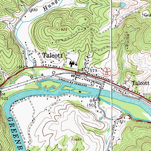 Topographic Map of Greenbrier Valley Rural Volunteer Fire Department, WV