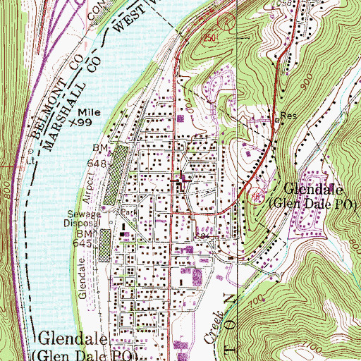 Topographic Map of Glen Dale Volunteer Fire Department Station 1, WV