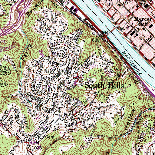 Topographic Map of Charleston Fire Department Station, WV
