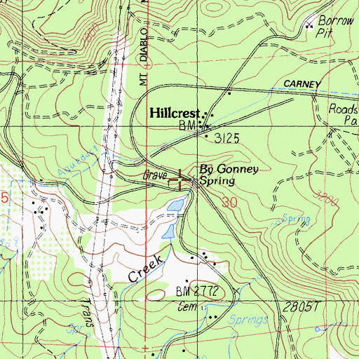 Topographic Map of By Gonney Spring, CA