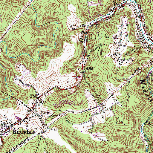 Topographic Map of South Charleston Fire Department Station 4, WV