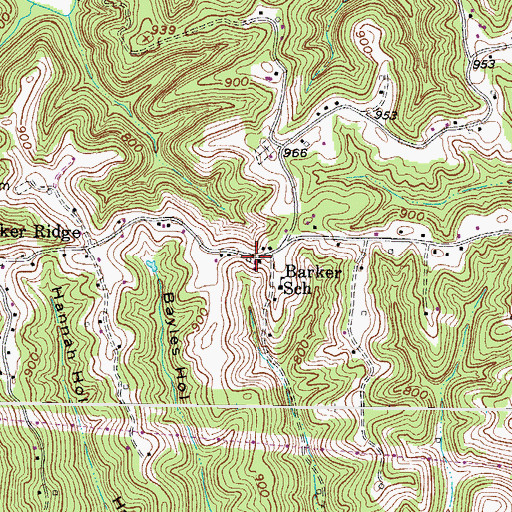 Topographic Map of Milton Volunteer Fire Department Barker Ridge Substation, WV