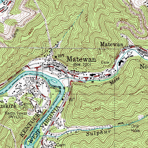 Topographic Map of Matewan Volunteer Fire Department Substation, WV