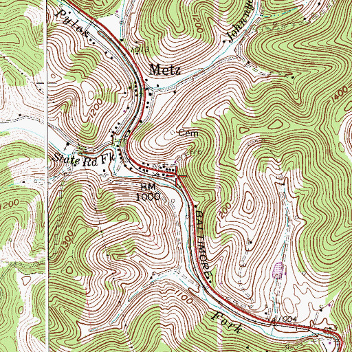 Topographic Map of Mannington Volunteer Fire Department Metz Station, WV