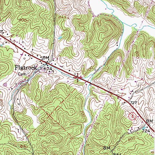 Topographic Map of Flat Rock Volunteer Fire Department, WV