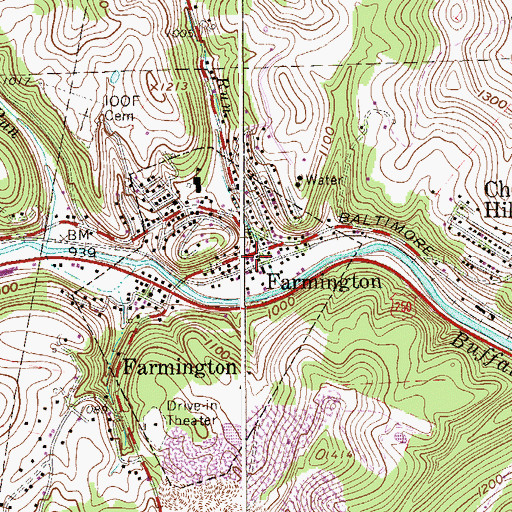 Topographic Map of Farmington Volunteer Fire Department, WV