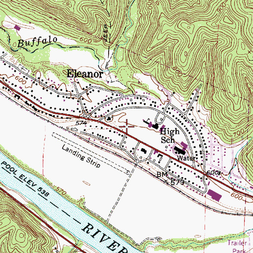 Topographic Map of Eleanor Volunteer Fire Department, WV