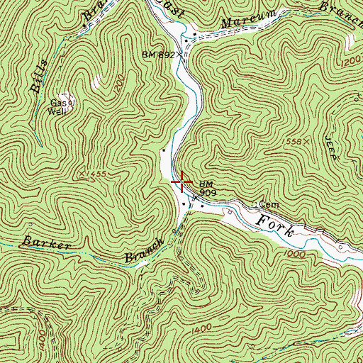 Topographic Map of East Fork Volunteer Fire Department, WV