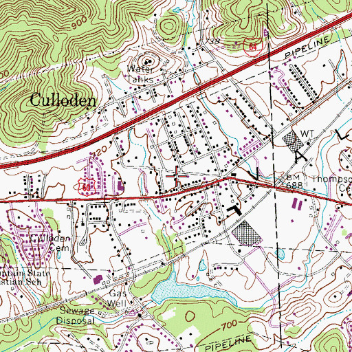Topographic Map of Culloden Volunteer Fire Department, WV