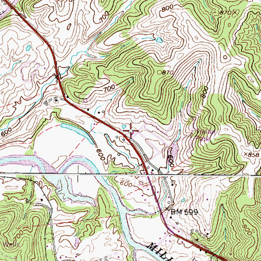 Topographic Map of Cottageville Volunteer Fire Department, WV