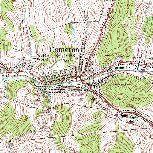 Topographic Map of Cameron Volunteer Fire Department, WV