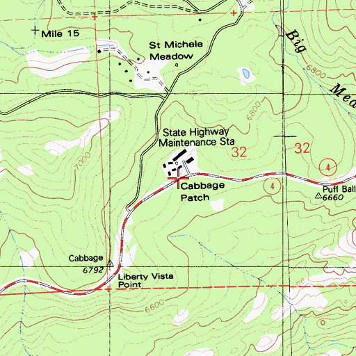 Topographic Map of Cabbage Patch, CA