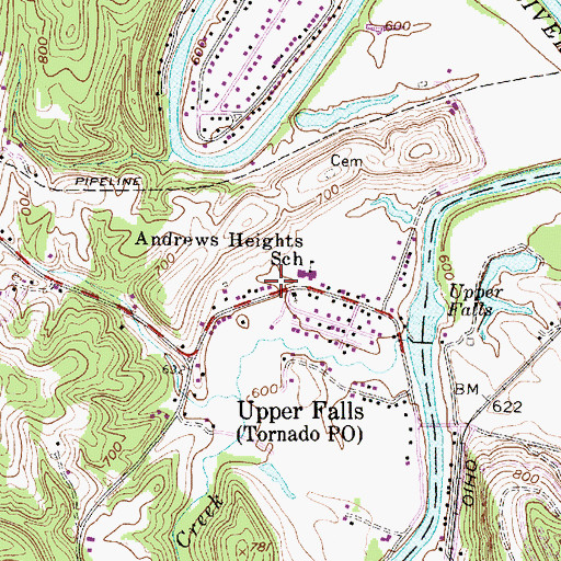 Topographic Map of Tornado Volunteer Fire Department, WV