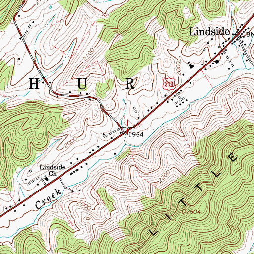 Topographic Map of Lindside Volunteer Fire Department, WV