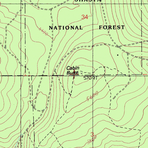 Topographic Map of Cabin Butte, CA