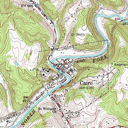 Topographic Map of Cairo Volunteer Fire Department, WV