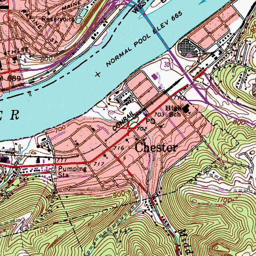 Topographic Map of Chester Volunteer Fire Department, WV