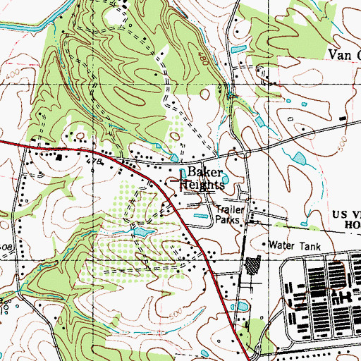 Topographic Map of Baker Heights Volunteer Fire Department Company, WV