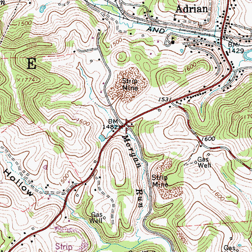 Topographic Map of Adrian Volunteer Fire Department, WV