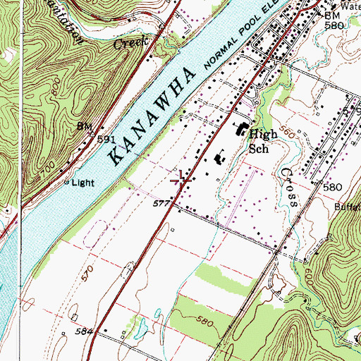 Topographic Map of Buffalo Volunteer Fire Department, WV